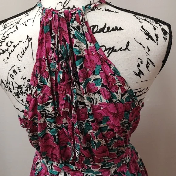 Ditsy Floral Halter Ruffles Above Knee Dress - Picture 5 of 5